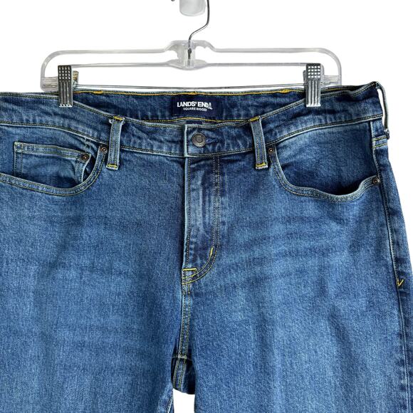 Lands End Square Rigger Straight Fit Jeans Medium Blue Wash Mens size 35x33 - Picture 2 of 8